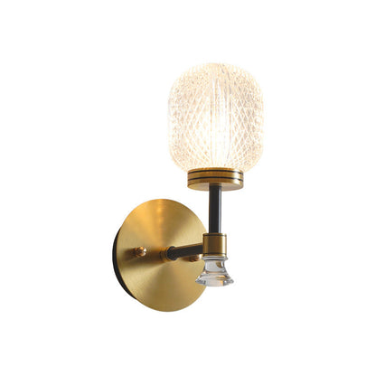 Luxury Glass Oval Copper Base 1-Light Wall Sconce Lamp