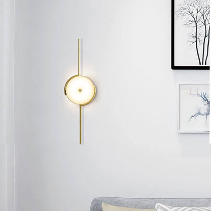 Light Geometric Round Clock Design 1-Light Wall Sconce Lamp