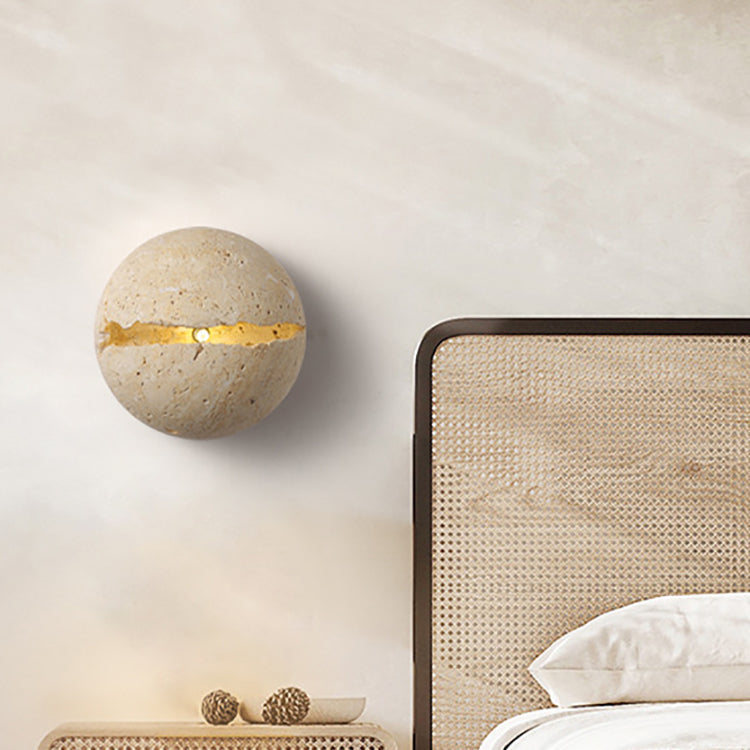 Japanese Travertine Semicircle 1-Light Wall Sconce Lamp