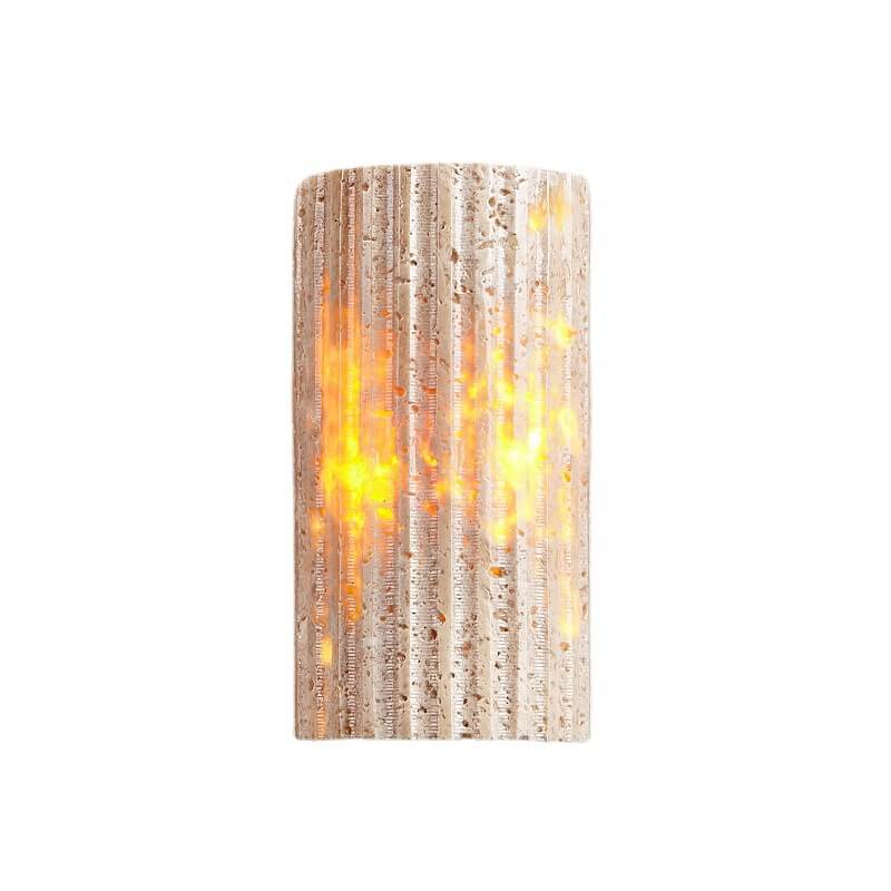 Japanese Travertine Half-Cylinder LED Wall Sconce Lamp