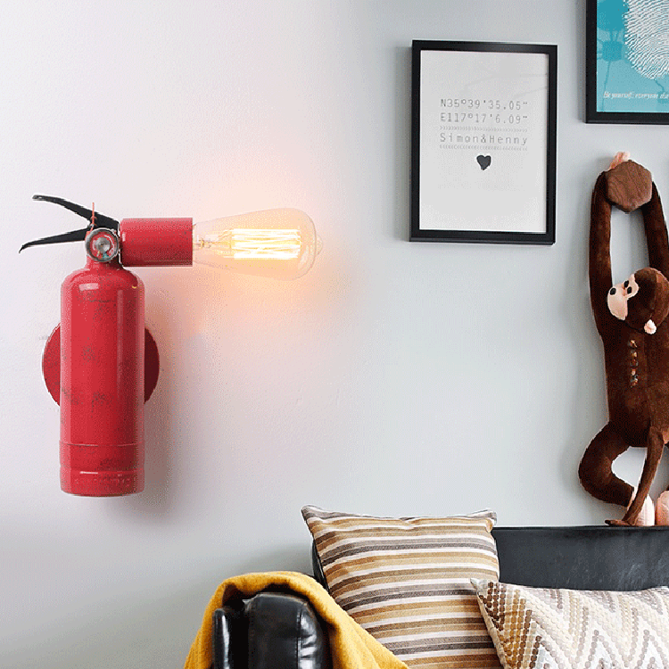 Creative Fire Extinguisher Iron 1-Light Wall Sconce Lamp