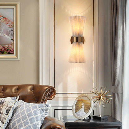Minimalist Column Fabric Copper 2-Light Wall Sconce Lamp