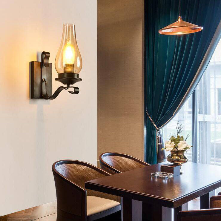Wrought Glass Bottle Lampshade 1-Light Wall Sconce Lamp
