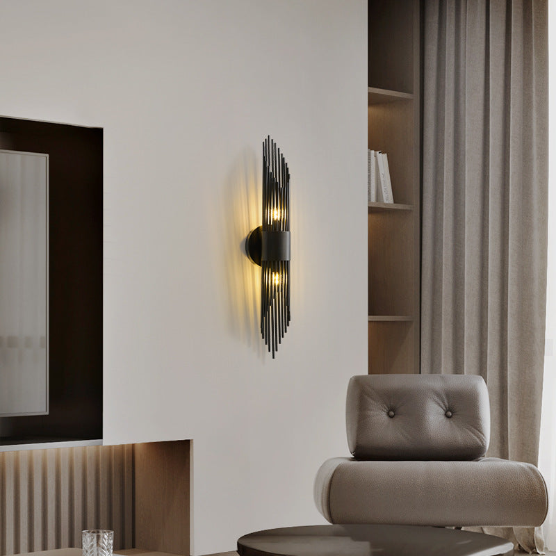 Cylindrical Copper Acrylic 2-Light Wall Sconce Lamp