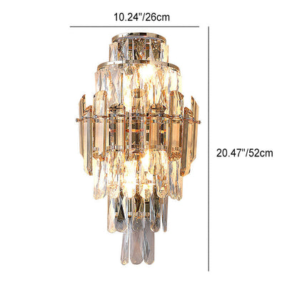 Tiered Prismatic Dazzling Crystal 4-Light Wall Sconce Lamp