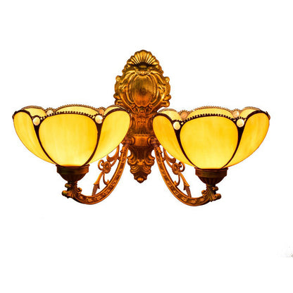 Tiffany Petal Stained Glass 2-Light Wall Sconce Lamp