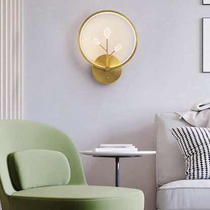 Brass Crystal Tree Branch Circle LED Wall Sconce Lamp