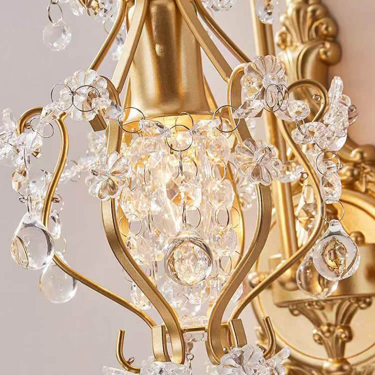 European Light Luxury Crystal Iron 1-Light Wall Sconce Lamp