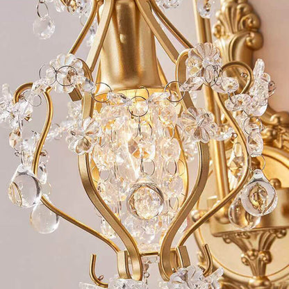 European Light Luxury Crystal Iron 1-Light Wall Sconce Lamp