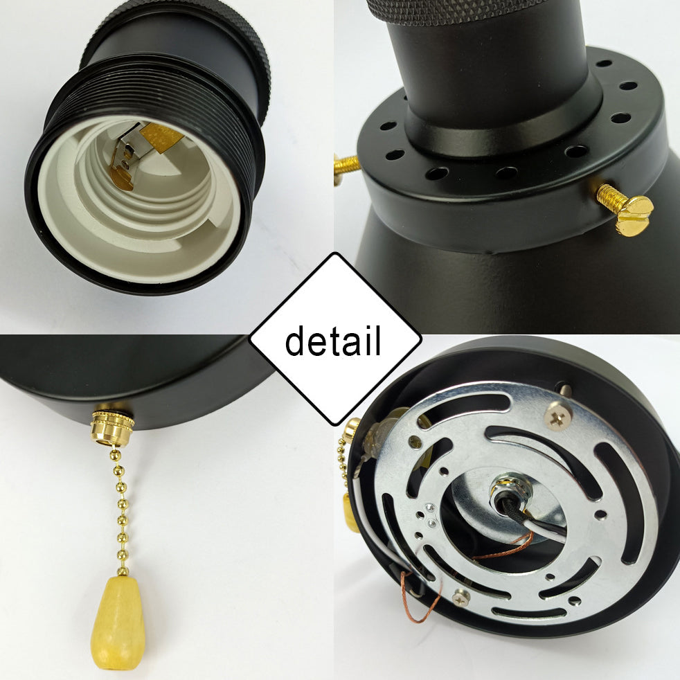 Iron Black Cone 1-Light Pull Cord Wall Sconce Lamp