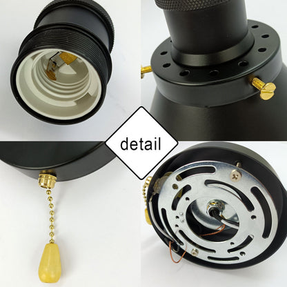 Iron Black Cone 1-Light Pull Cord Wall Sconce Lamp