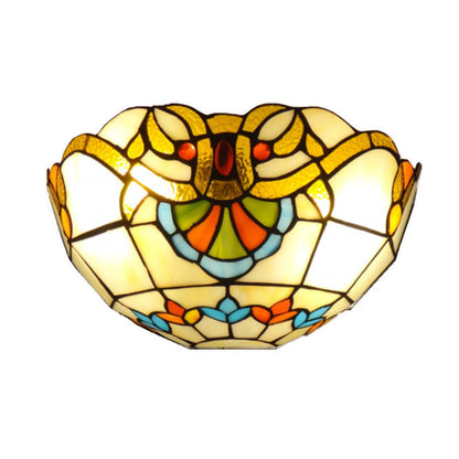 Tiffany Glass Semi-circular Shade 2-Light Wall Sconce Lamp