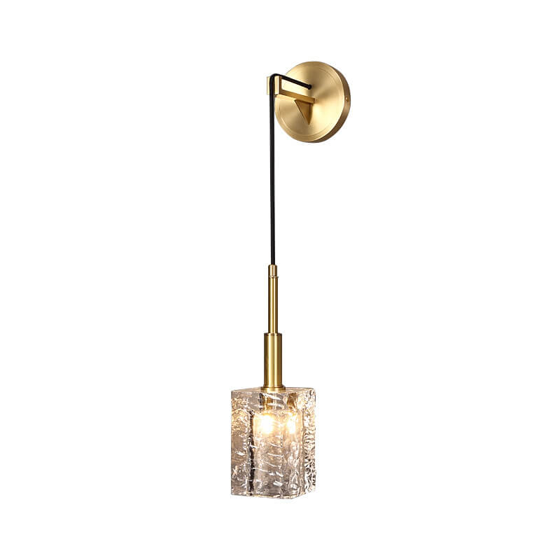 Modern Luxury Crystal Cube Copper 1-Light Wall Sconce Lamp