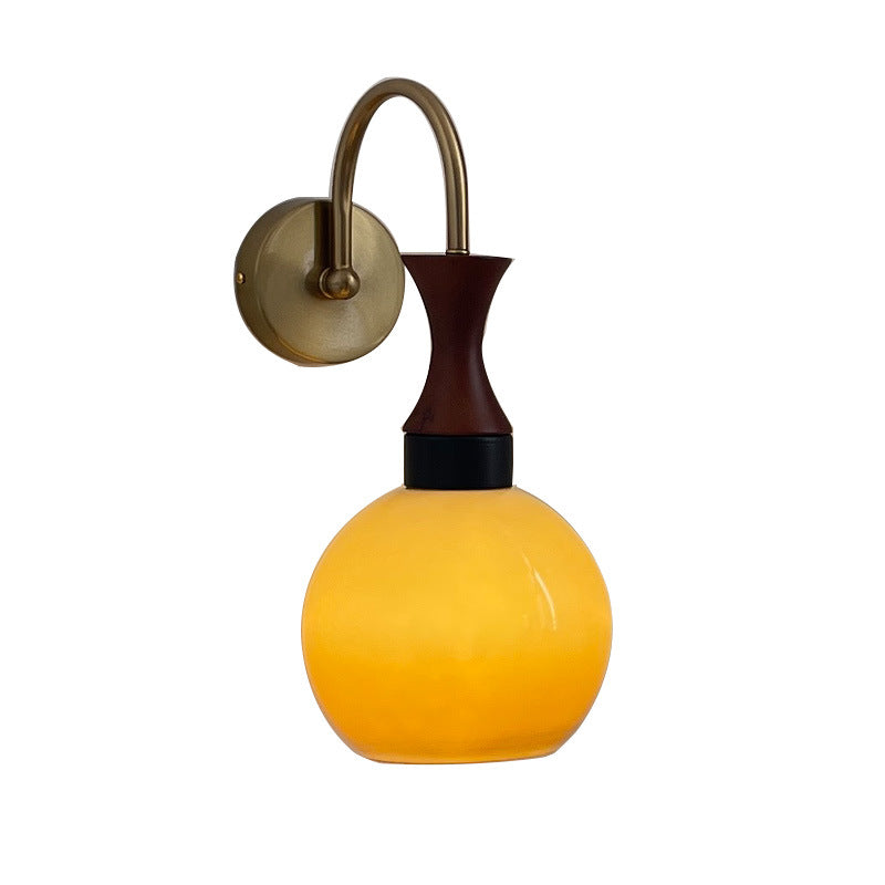 European Round Head Iron Glass 1-Light Wall Sconce Lamp