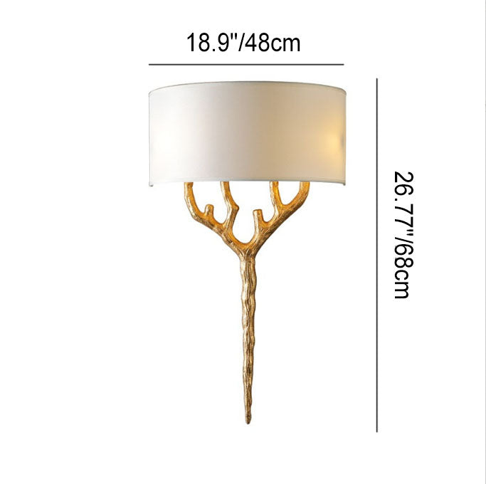 Europe Fabric Copper Branches 2-Light Wall Sconce Lamp