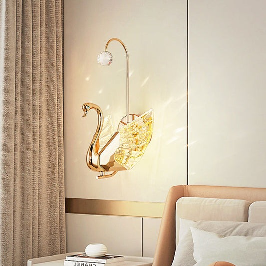 Luxury Crystal Aluminum Acrylic Swan LED Wall Sconce Lamp