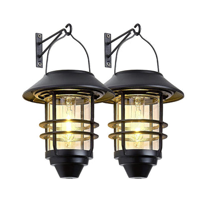 Solar Lantern Cylinder 1-Light Hanging Wall Sconce Lamp