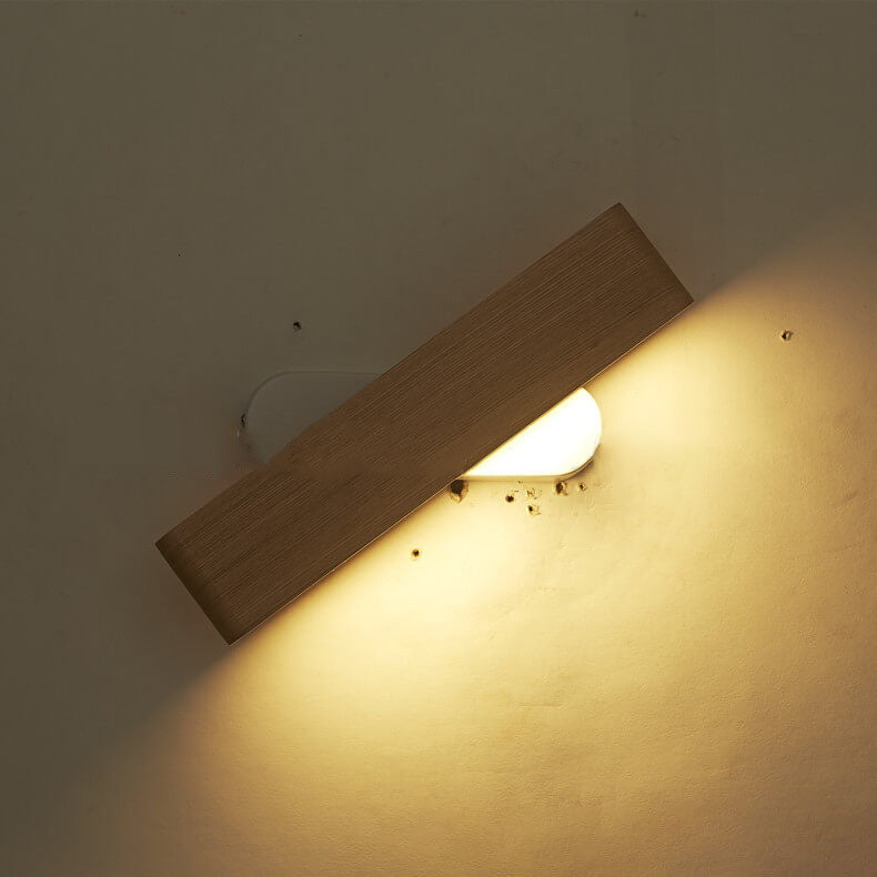Rotatable Long Bar Wood Acrylic LED Wall Sconce Lamp