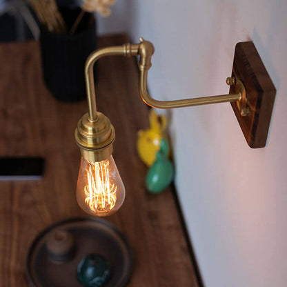 Traditional Square Walnut Copper 1-Light Wall Sconce Lamp