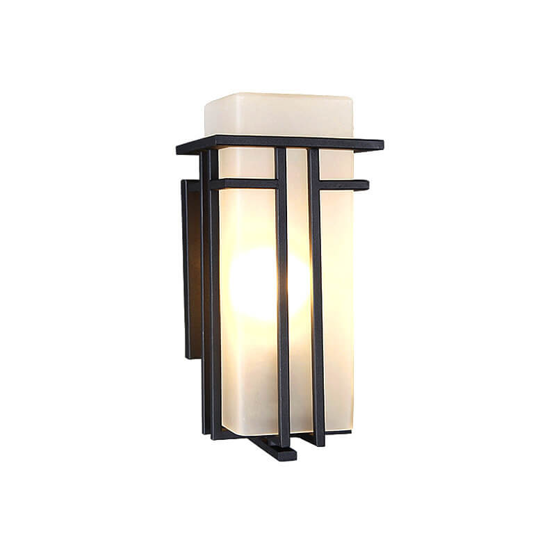 Chinese Glass Lampshade 1-Light Outdoor Wall Sconce Lamp