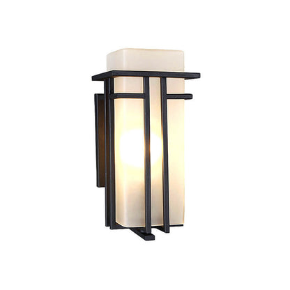 Chinese Glass Lampshade 1-Light Outdoor Wall Sconce Lamp