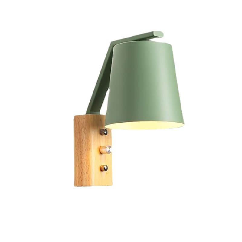 Nordic Solid Wood Cylindrical 1-Light Wall Sconce Lamp