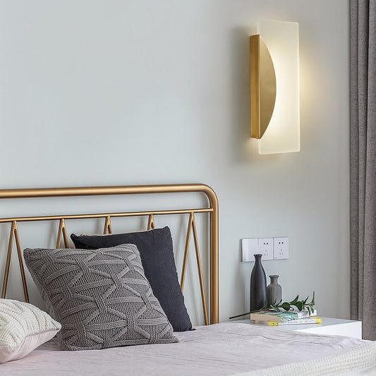 Luxury Full Copper Rectangular Acrylic LED Wall Sconce Lamp