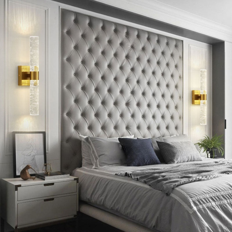 Luxury Hardware Crystal Strip Column LED Wall Sconce Lamp