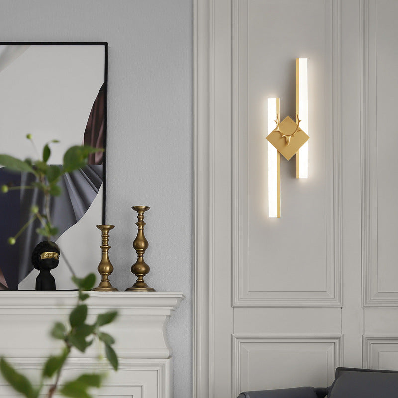 Rectangular Antler Full Copper LED Wall Sconce Lamp