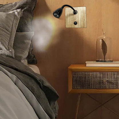 Simplicity Iron Aluminum Wood Square LED Wall Sconce Lamp