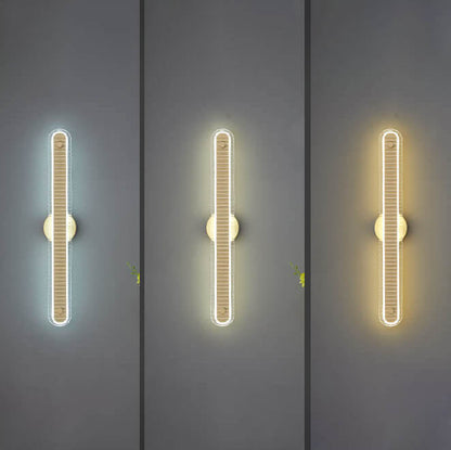 Modern Luxury Long Strip Copper Glass LED Wall Sconce Lamp