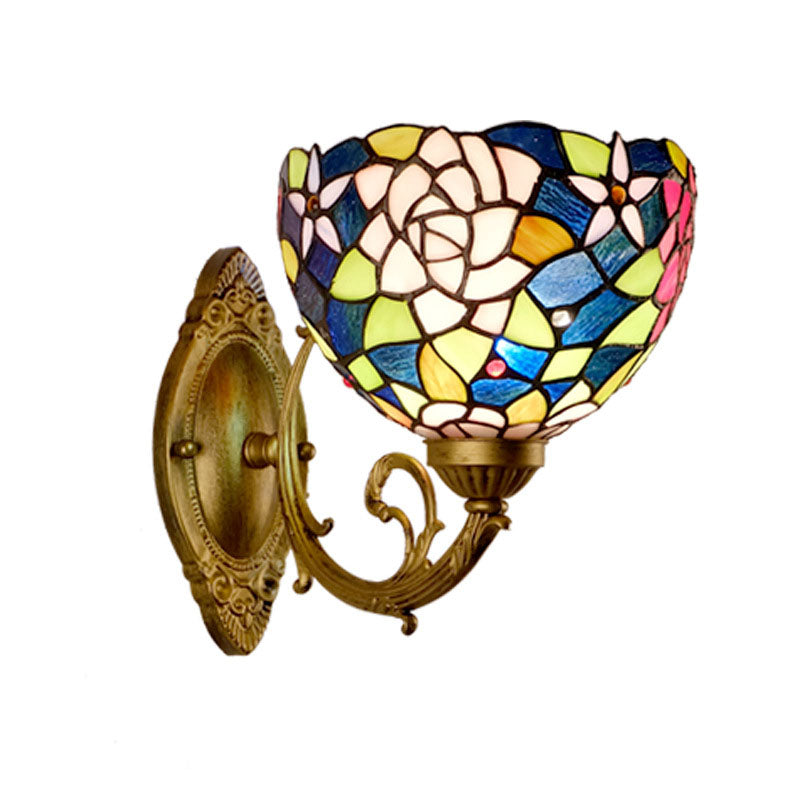 Tiffany Rose Stained Glass 1-Light Wall Sconce Lamp