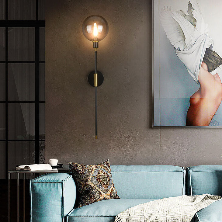 Light Magic Bean Glass Long Arm 1-Light Wall Sconce Lamp