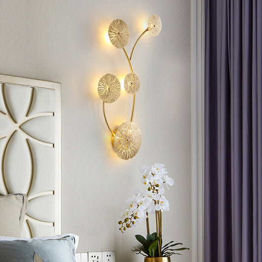 Full Hollow Lotus Leaf Cluster 3/5/7-Light Wall Sconce Lamp