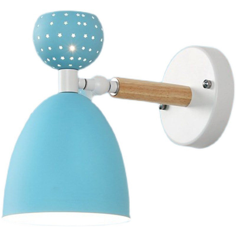 Scandinavian Wood Iron Round 1-Light Wall Sconce Lamp