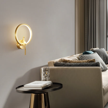 Nordic Minimalist Round Full Copper LED Wall Scone Lamp