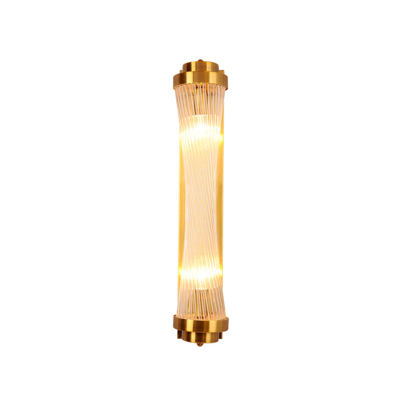Metal Steel Crystal Column Tower 2-Light Wall Sconce Lamp