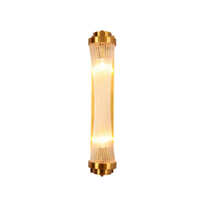 Metal Steel Crystal Column Tower 2-Light Wall Sconce Lamp