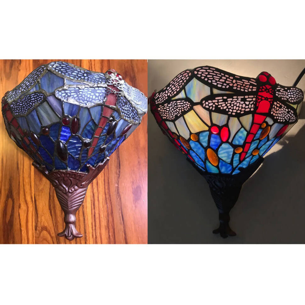 Tiffany Dragonfly Stained Glass 1-Light Wall Sconce Lamp