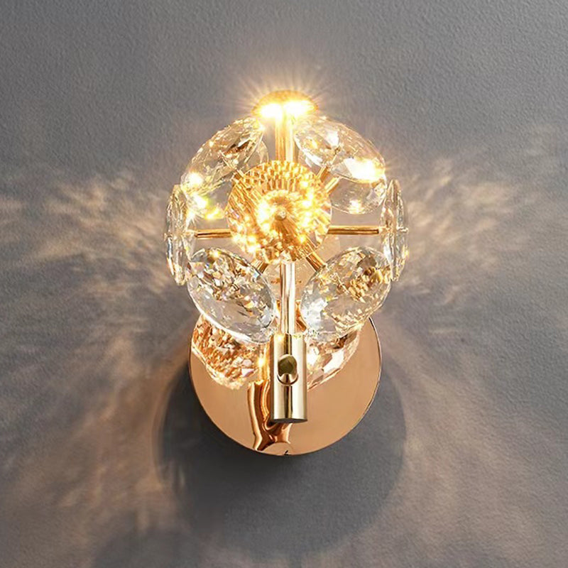 Luxury Hardware Crystal Ball LED Wall Sconce Lamp