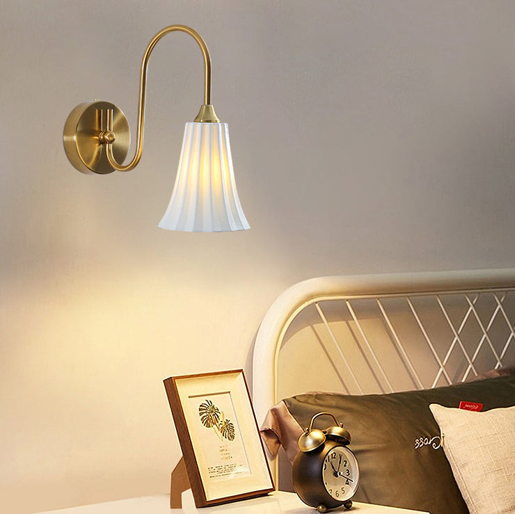 French Ball Ribbed Flower Bud 1-Light Wall Sconce Lamp