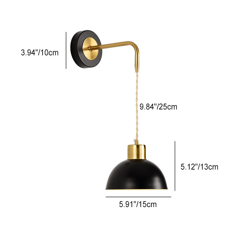 Half Circle Pendant Wire Iron 1-Light Wall Sconce Lamp