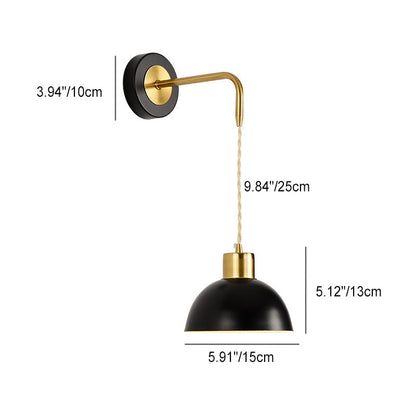 Half Circle Pendant Wire Iron 1-Light Wall Sconce Lamp