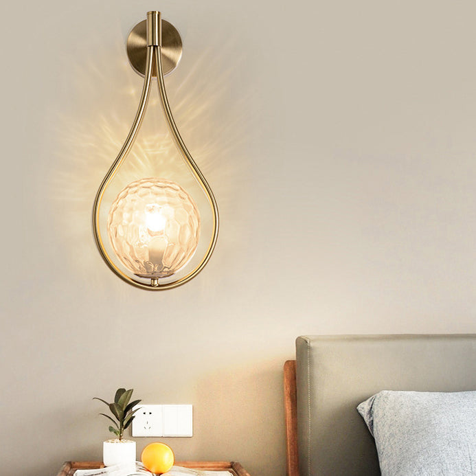 Teardrop Round Ball Iron Glass 1-Light Wall Sconce Lamp