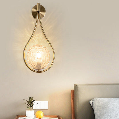 Teardrop Round Ball Iron Glass 1-Light Wall Sconce Lamp