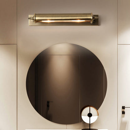 Bronze Column Bar 1-Light Mirror Front Wall Sconce Lamp