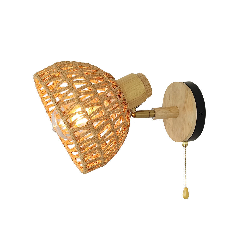 Farmhouse Weaving Hollow Out Dome 1-Light Wall Sconce Lamp