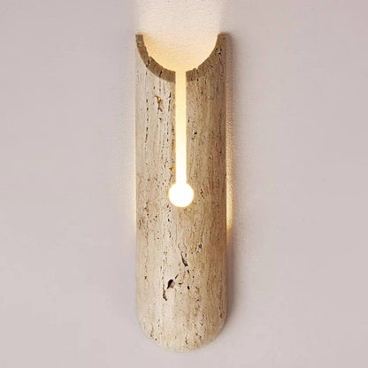 Japanese Travertine Half Oval 1-Light Wall Sconce Lamp