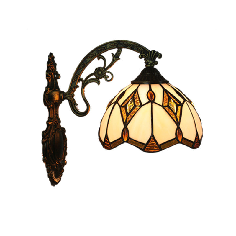 Tiffany Baroque Geometric Bowl 1-Light Wall Sconce Lamp