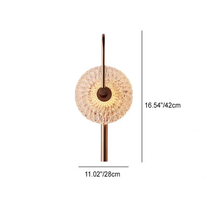 French Water Pattern Glass Round LED Wall Sconce Lamp